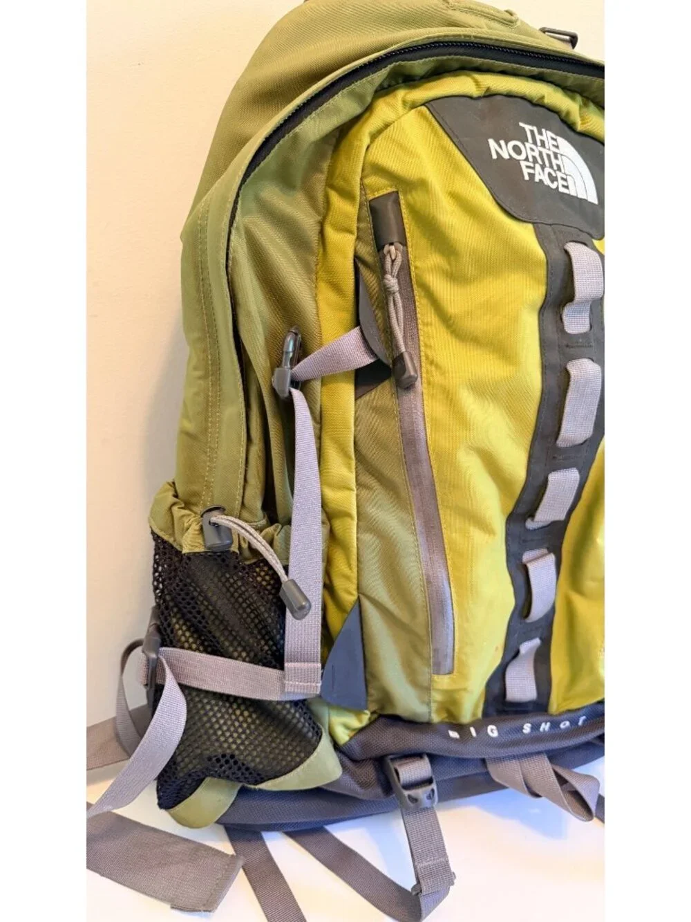 The North Face Big Shot Backpack Green With Gray Straps Outdoor Hiking